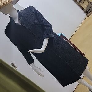 Bill Hamilton Wool Hidden Button 3/4 Sleeve Subtle Metallic Shimmer Long Coat